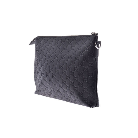 Gucci Guccissima Shoulder Bag Black Calfskin Clutch - Picture 2 of 11